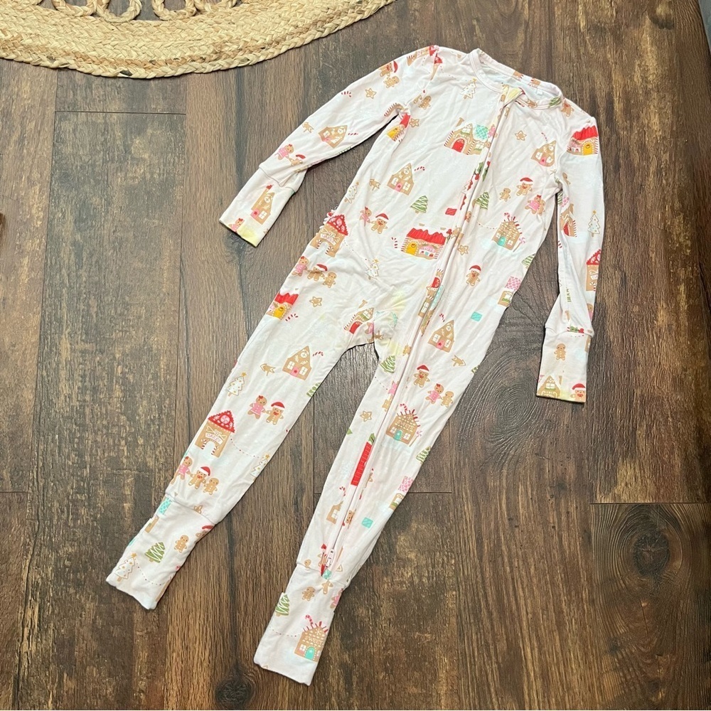 Angel Dear Gingerbread Village Pink Bamboo Viscose Ruffle Zipper Romper 18-24 M